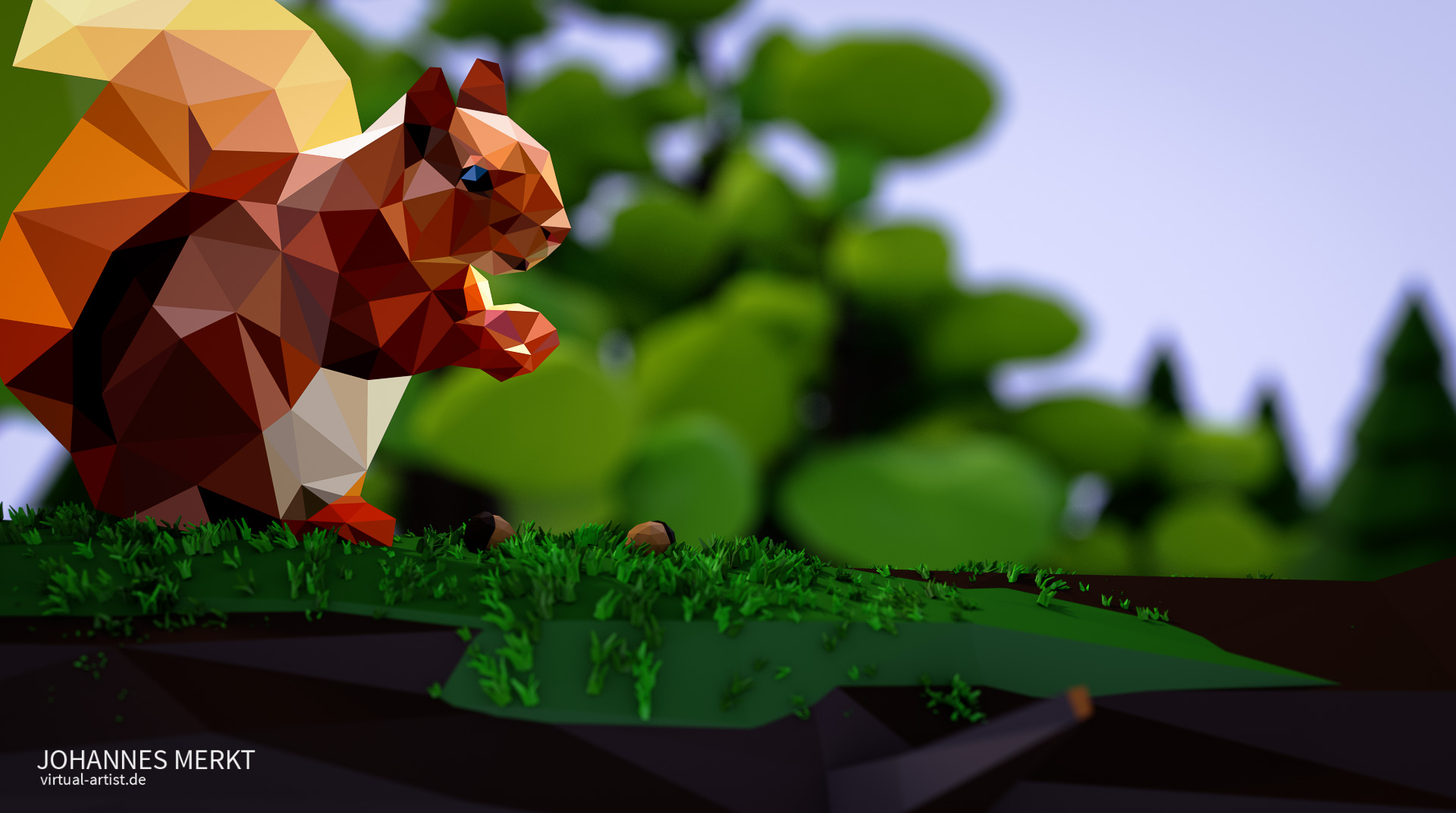 Squirrel Low Poly Still